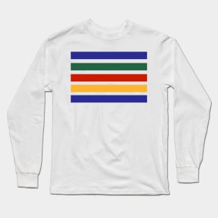 Vintage Retro Christmas Red, Green, Blue, Yellow Stripe Pattern Long Sleeve T-Shirt